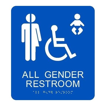 Nmc All Gender Restroom Braille Ada Sign, ADA23BL ADA23BL